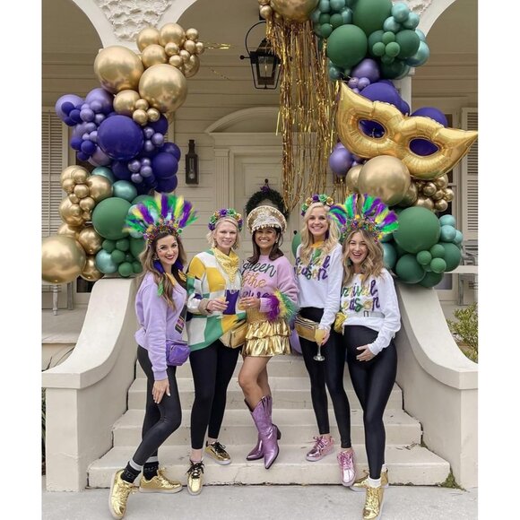 Mardi Gras Headband Women Feather Sparkly Tinsel Festive Parade Accessory - Picture 4 of 9